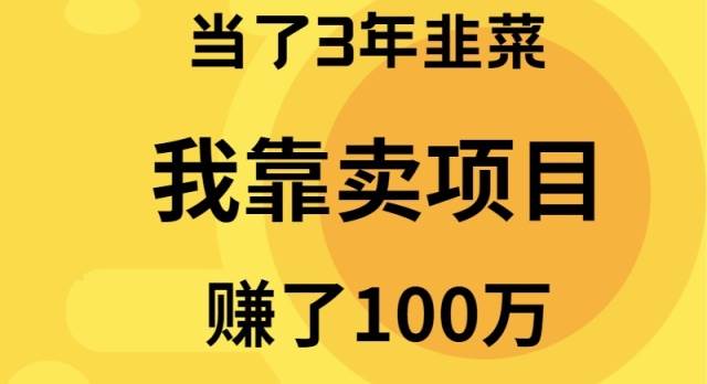 当了3年韭菜，我靠卖项目赚了100万-智宝网创