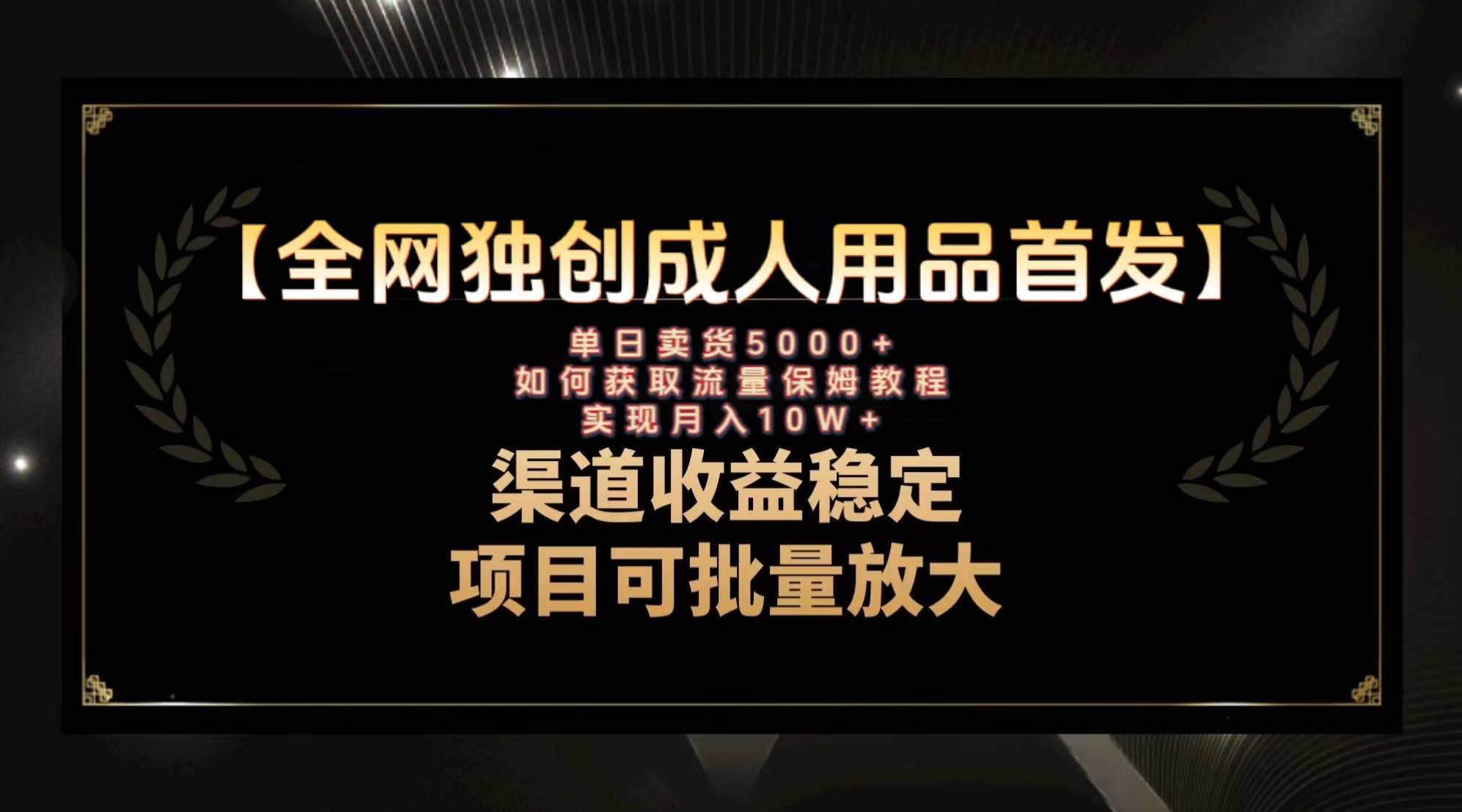 最新全网独创首发，成人用品赛道引流获客，月入10w保姆级教程-智宝网创
