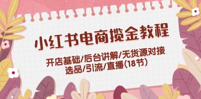 小红书电商揽金教程：开店基础/后台讲解/无货源对接/选品/引流/直播(18节)-智宝网创