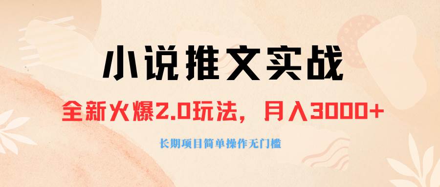 外面收费990的小说推广软件，零粉丝可变现，月入3000+，小白当天即上手-智宝网创