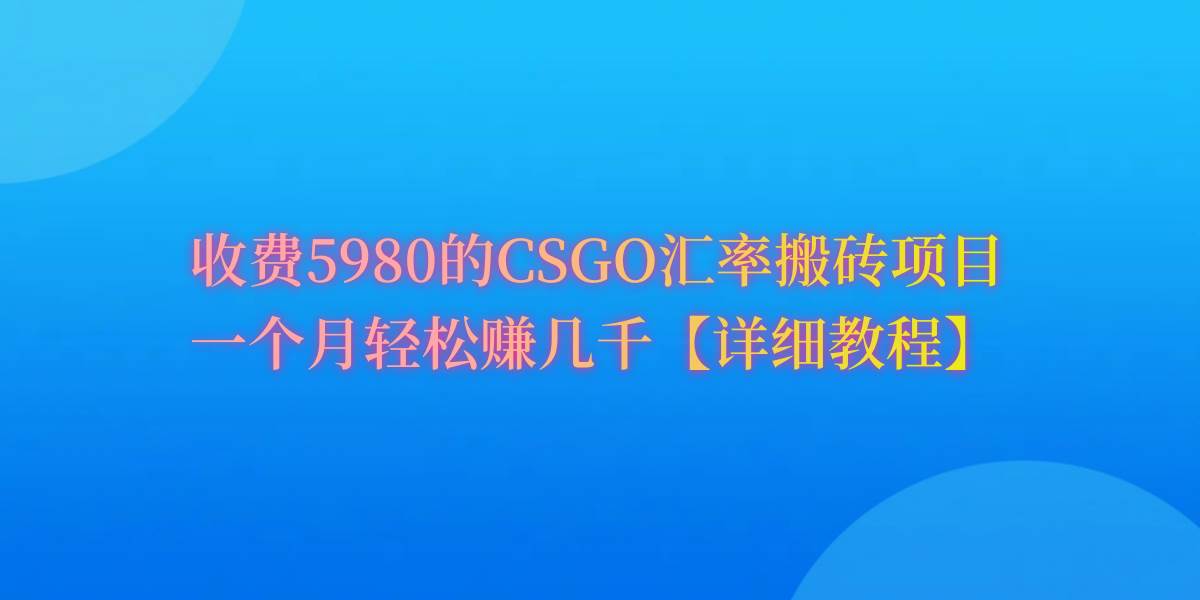 CSGO装备搬砖，月综合收益率高达60%，你也可以！-智宝网创