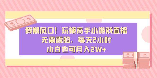 假期风口！玩梗高手小游戏直播，无需露脸，每天2小时，小白也可月入2W+-智宝网创