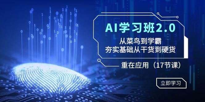 AI学习班2.0：从菜鸟到学霸，夯实基础从干货到硬货，重在应用（17节课）-智宝网创