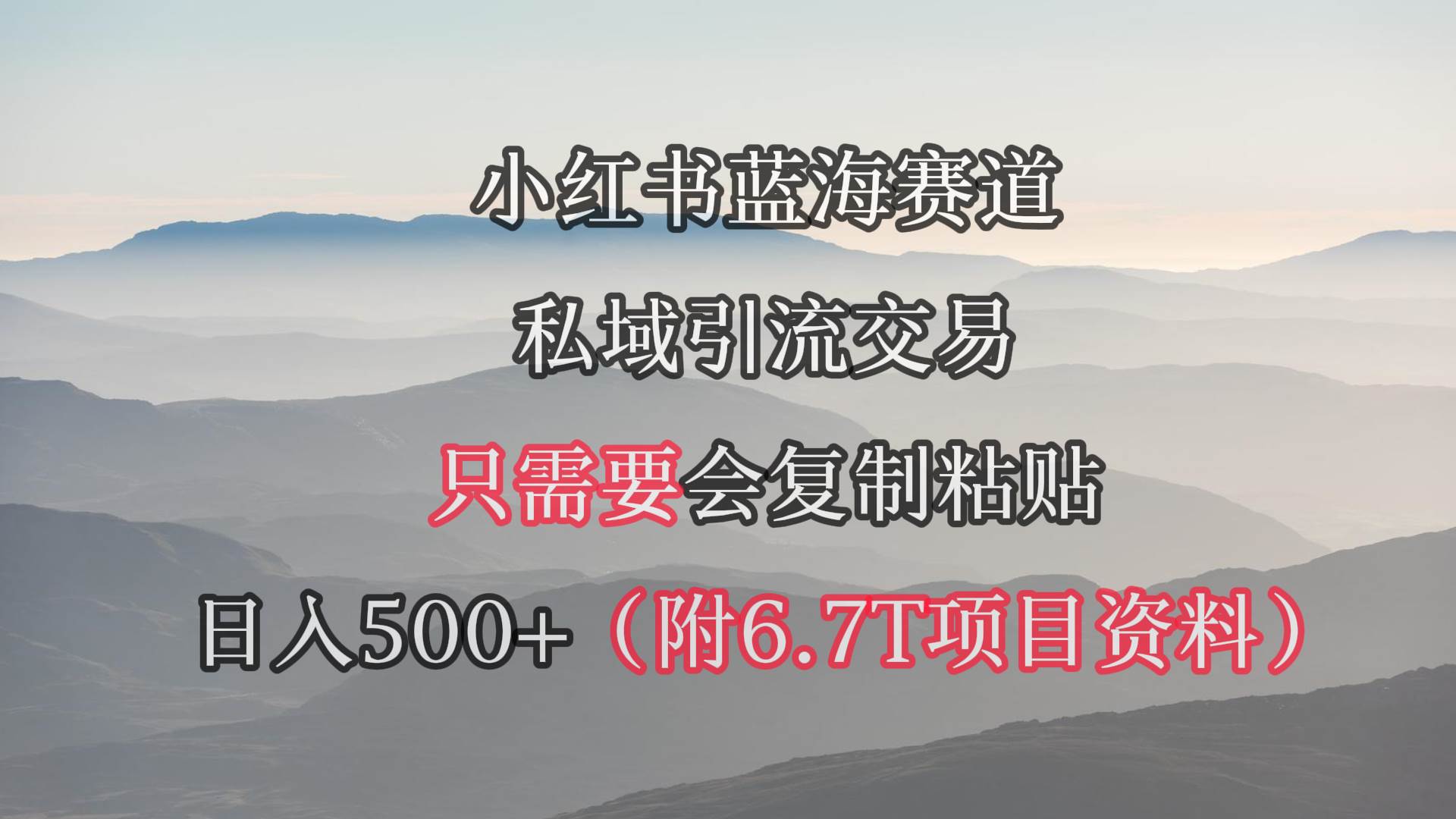 小红书短剧赛道，私域引流交易，会复制粘贴，日入500+（附6.7T短剧资源）-智宝网创