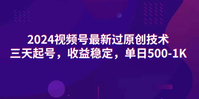 2024视频号最新过原创技术，三天起号，收益稳定，单日500-1K-智宝网创