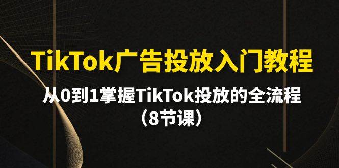 TikTok广告投放入门教程，从0到1掌握TikTok投放的全流程（8节课）-智宝网创