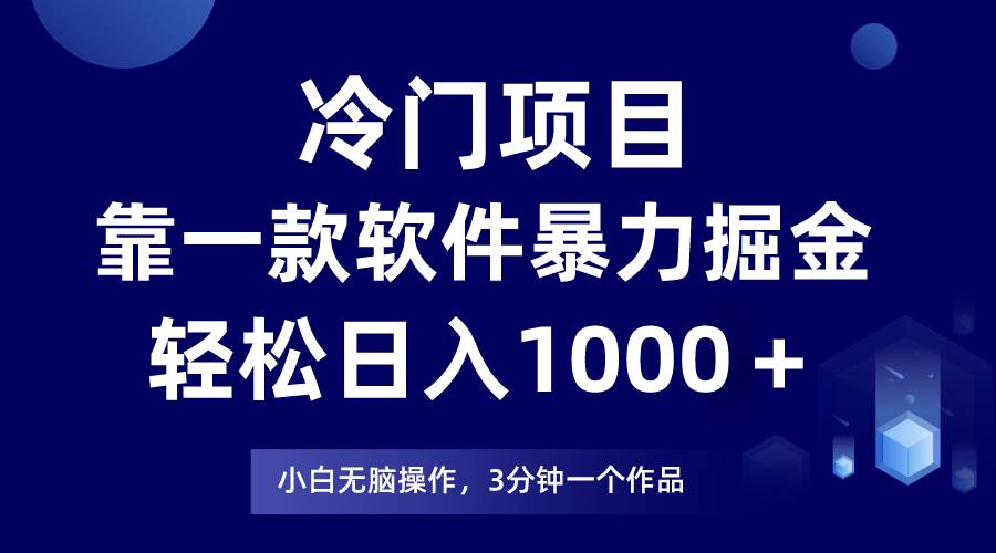 冷门项目，靠一款软件暴力掘金日入1000＋，小白轻松上手第二天见收益-智宝网创