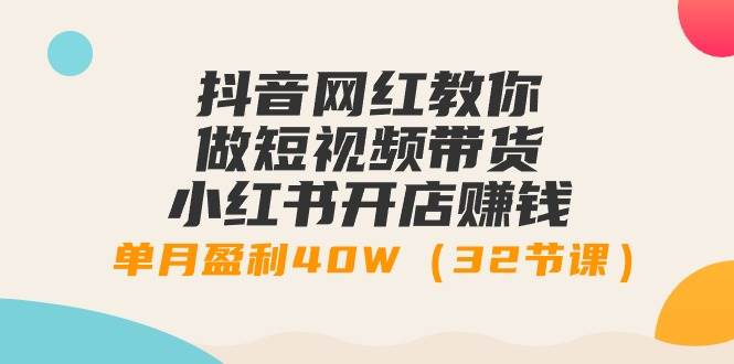 抖音网红教你做短视频带货+小红书开店赚钱，单月盈利40W（32节课）-智宝网创