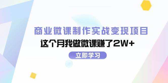 商业微课制作实战变现项目，这个月我做微课赚了2W+-智宝网创