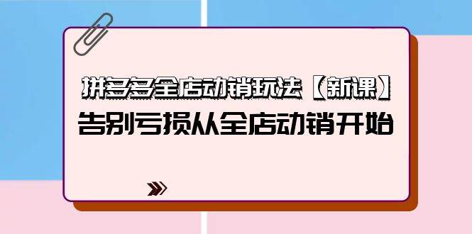 拼多多全店动销玩法【新课】，告别亏损从全店动销开始（4节视频课）-智宝网创