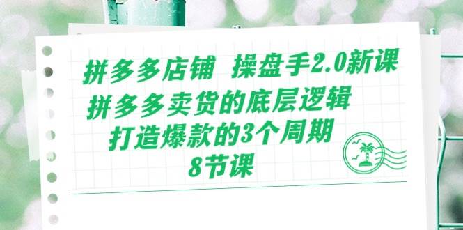 拼多多店铺 操盘手2.0新课，拼多多卖货的底层逻辑，打造爆款的3个周期-8节-智宝网创