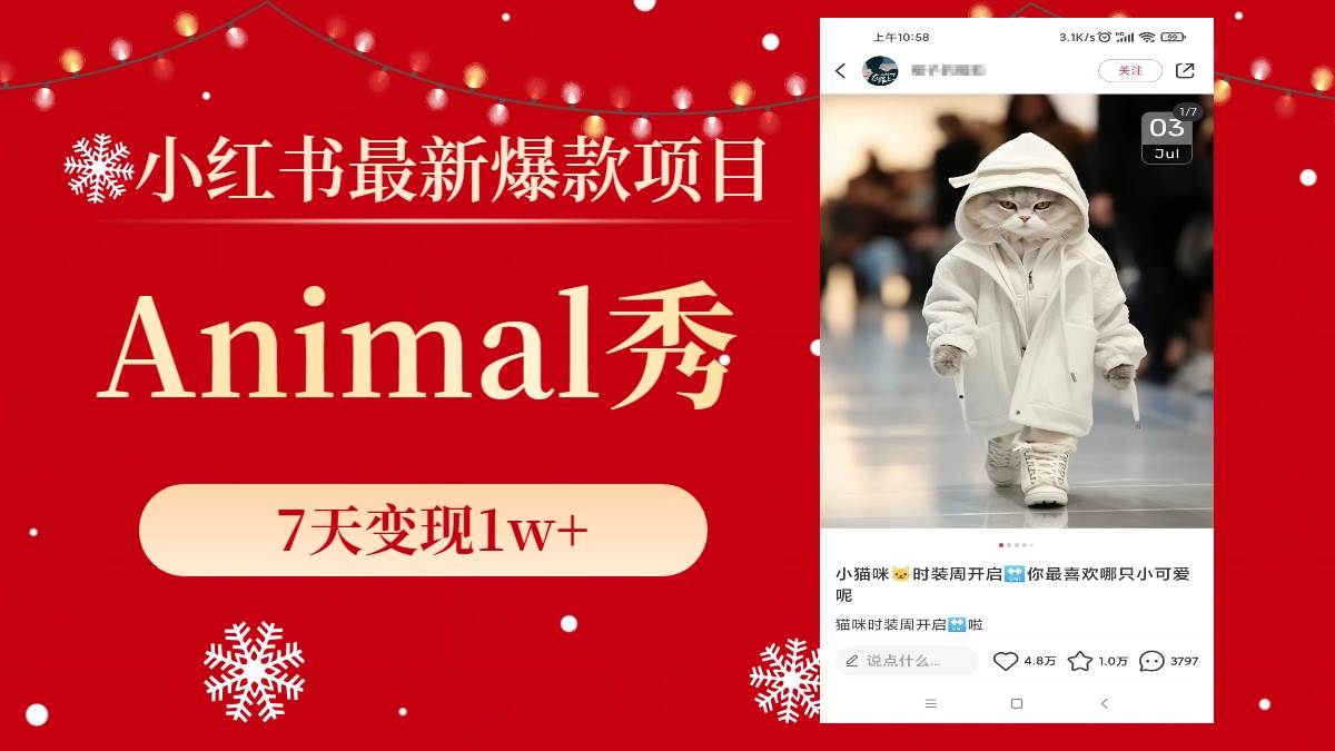小红书最新爆款项目，Animal秀，7天变现1w+-智宝网创