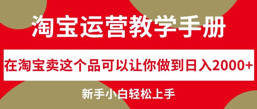 淘宝运营教学手册，在淘宝卖这个品可以让你做到日入2000+，新手小白轻…-智宝网创