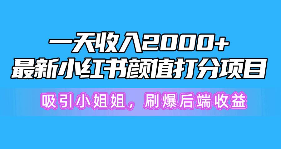 一天收入2000+，最新小红书颜值打分项目，吸引小姐姐，刷爆后端收益-智宝网创