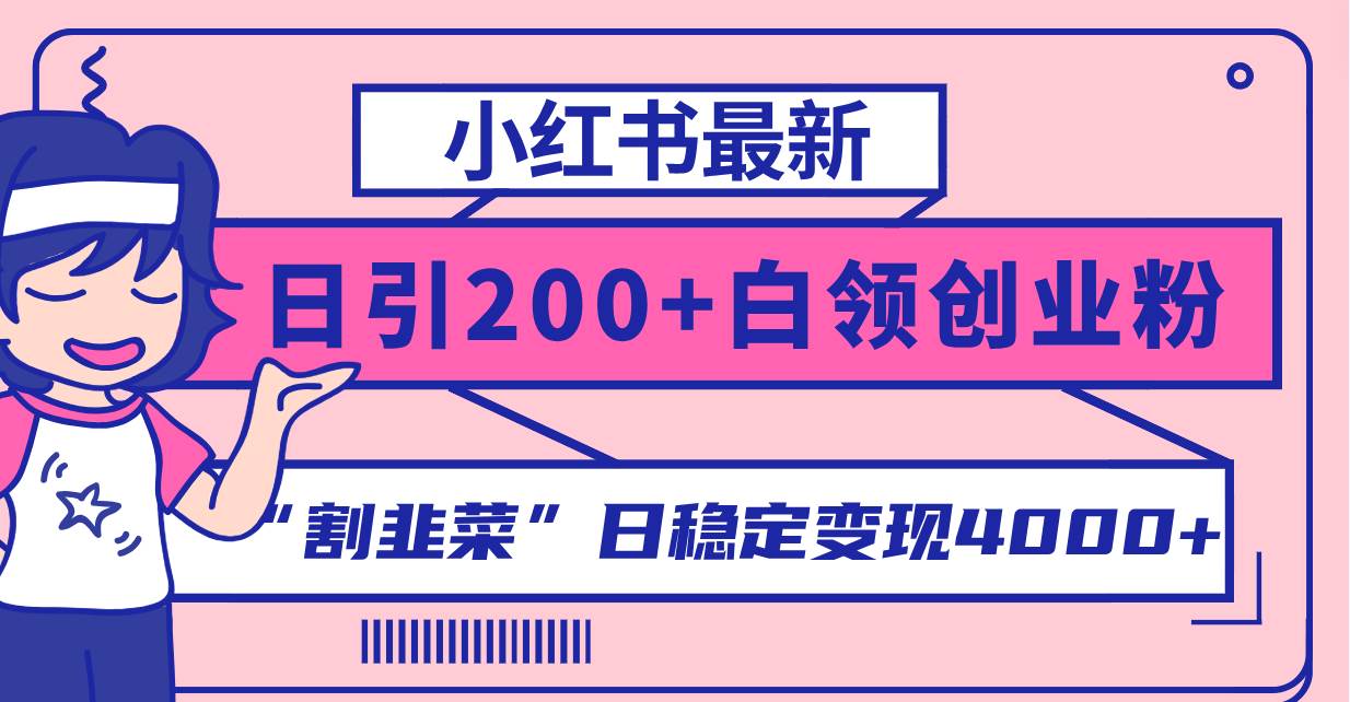 小红书最新日引200+创业粉”割韭菜“日稳定变现4000+实操教程！-智宝网创