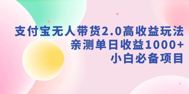 支付宝无人带货2.0高收益玩法，亲测单日收益1000+，小白必备项目-智宝网创