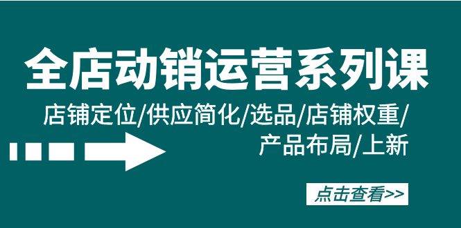 全店·动销运营系列课：店铺定位/供应简化/选品/店铺权重/产品布局/上新-智宝网创