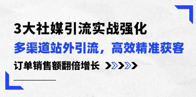 3大社媒引流实操强化，多渠道站外引流/高效精准获客/订单销售额翻倍增长-智宝网创