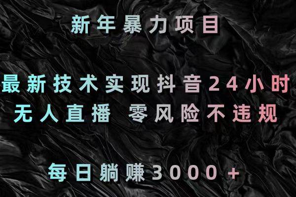 新年暴力项目，最新技术实现抖音24小时无人直播 零风险不违规 每日躺赚3000-智宝网创