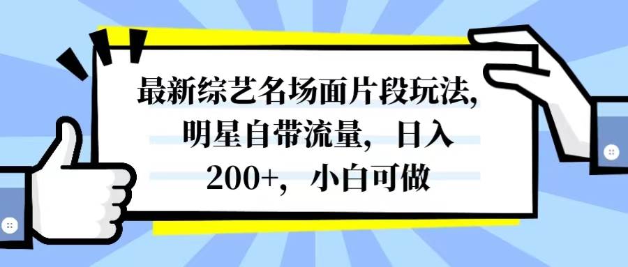 最新综艺名场面片段玩法，明星自带流量，日入200+，小白可做-智宝网创