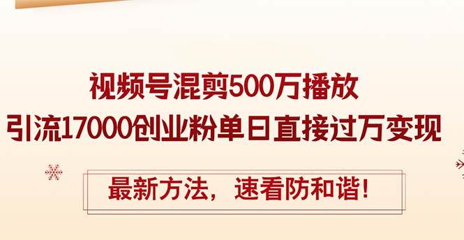 精华帖视频号混剪500万播放引流17000创业粉，单日直接过万变现，最新方…-智宝网创