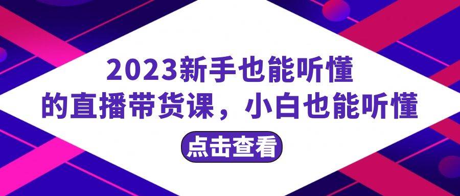 2023新手也能听懂的直播带货课，小白也能听懂，20节完整-智宝网创
