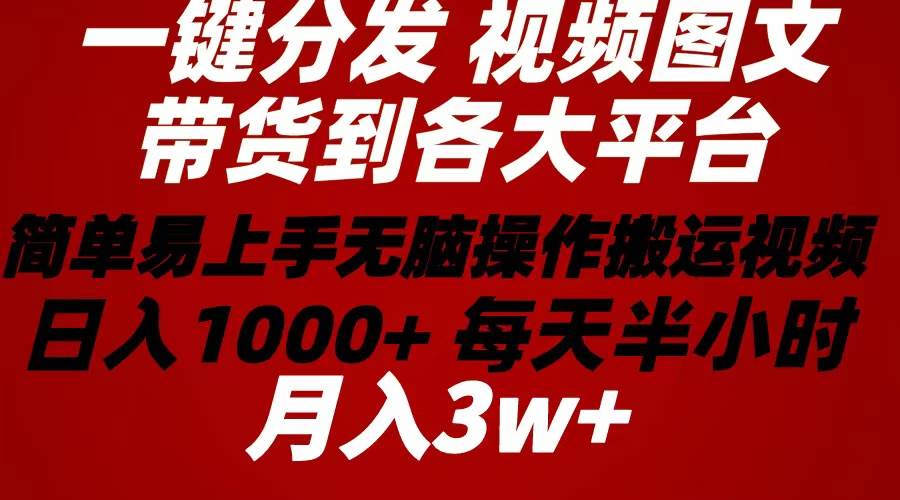 2024年 一键分发带货图文视频  简单易上手 无脑赚收益 每天半小时日入1…-智宝网创