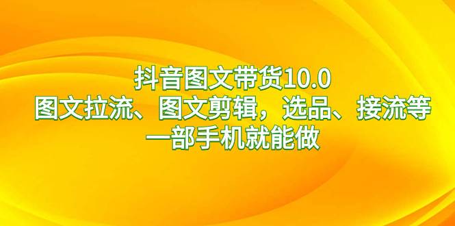 抖音图文带货10.0，图文拉流、图文剪辑，选品、接流等，一部手机就能做-智宝网创