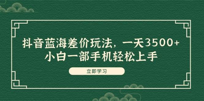 抖音蓝海差价玩法，一天3500+，小白一部手机轻松上手-智宝网创