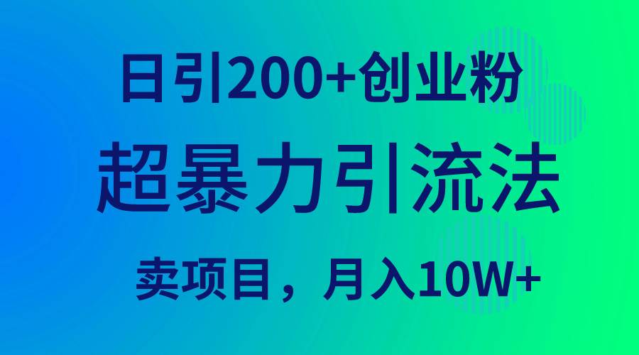 超暴力引流法，日引200+创业粉，卖项目月入10W+-智宝网创
