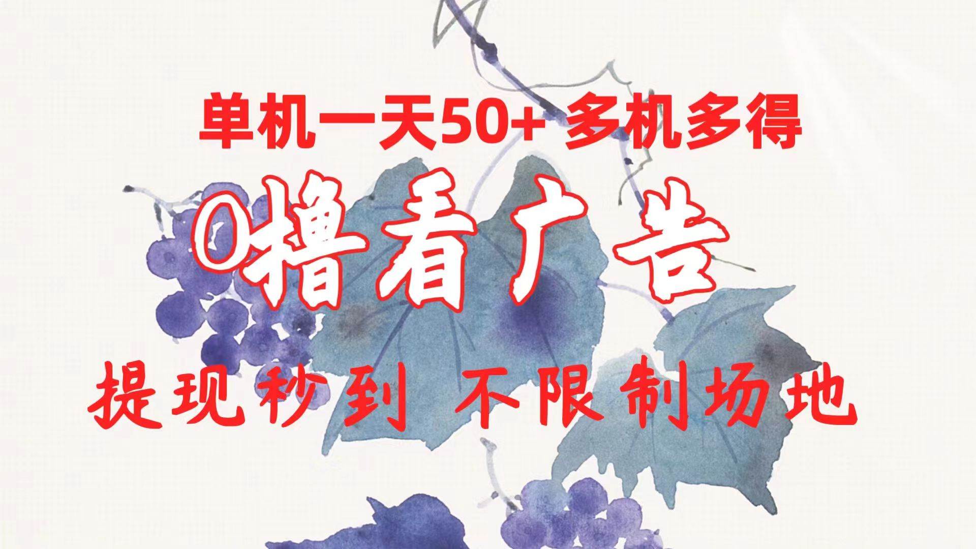 0撸看广告 单机一天50+多机多得 提现秒到 不限制场地操作-智宝网创