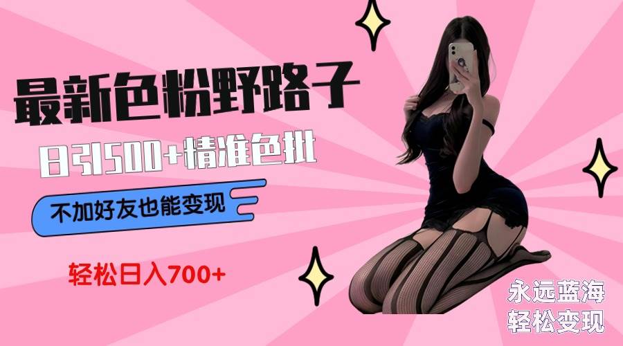 最新色粉变现野路子，日引500+老色批 可不加好友直接变现 小白轻松日入700+-智宝网创