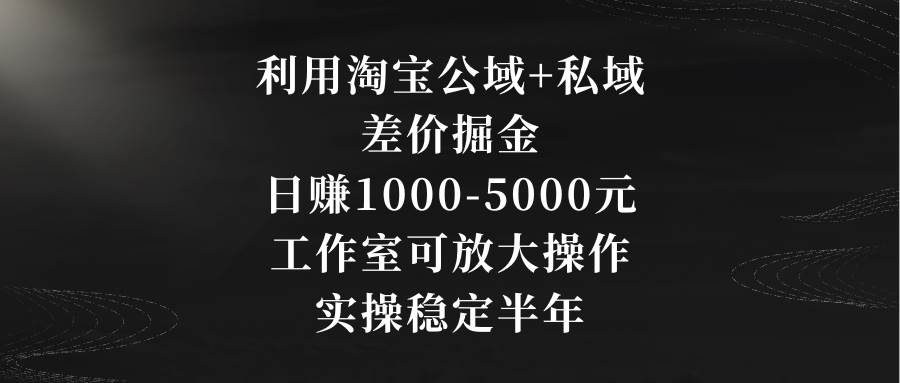 利用淘宝公域+私域差价掘金，日赚1000-5000元，工作室可放大操作，实操…-智宝网创