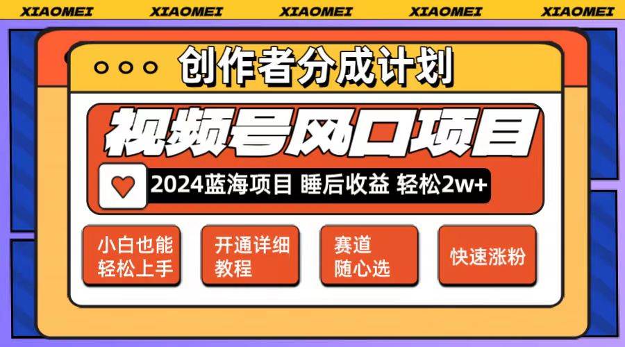 微信视频号大风口项目 轻松月入2w+ 多赛道选择，可矩阵，玩法简单轻松上手-智宝网创