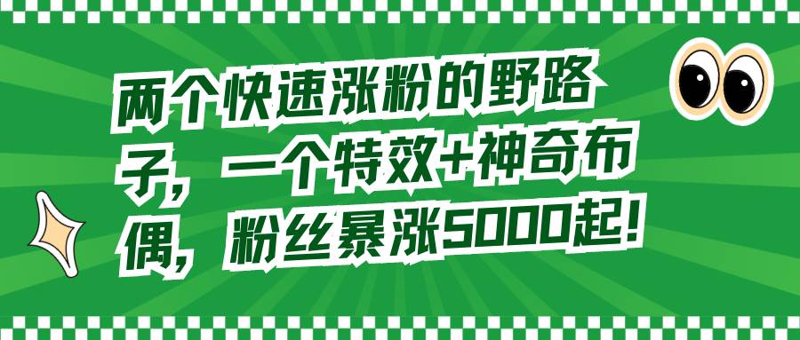 两个快速涨粉的野路子，一个特效+神奇布偶，粉丝暴涨5000起！-智宝网创