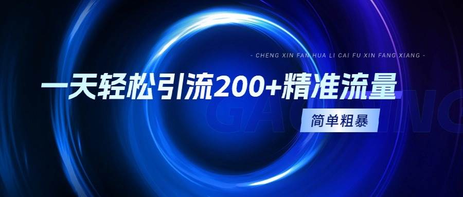 一天轻松引流200+精准流量，简单粗暴，一看就会-智宝网创