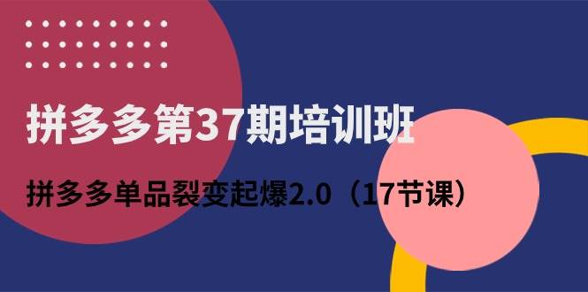 拼多多第37期培训班：拼多多单品裂变起爆2.0（17节课）-智宝网创