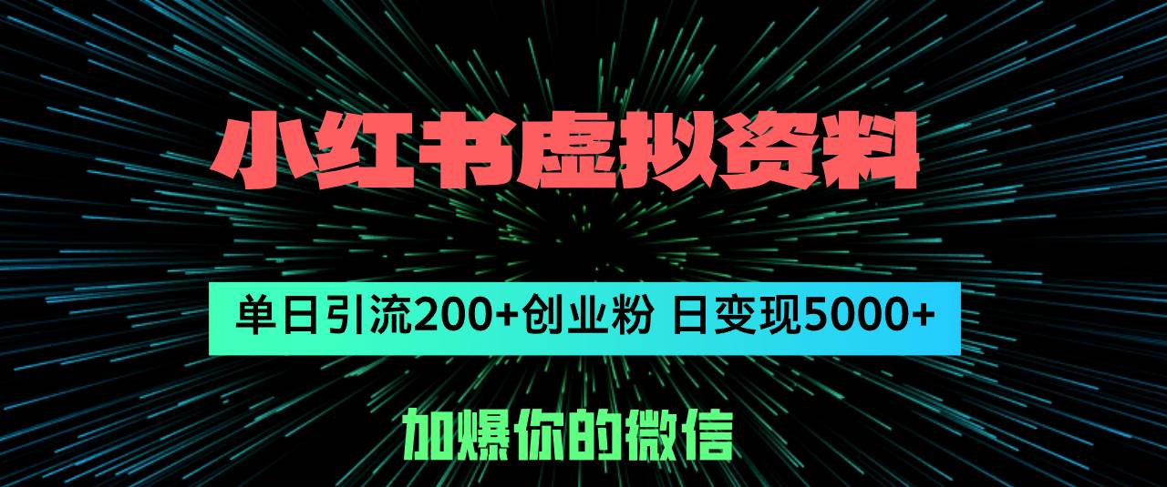 小红书虚拟资料日引流200+创业粉，单日变现5000+-智宝网创