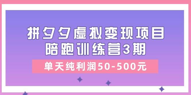 某收费培训《拼夕夕虚拟变现项目陪跑训练营3期》单天纯利润50-500元-智宝网创