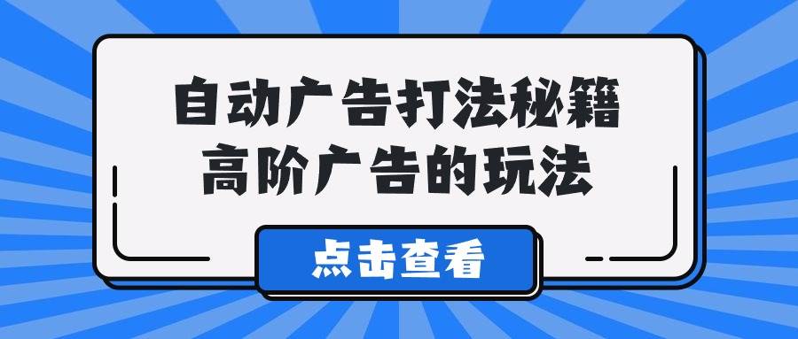 A lice自动广告打法秘籍，高阶广告的玩法-智宝网创