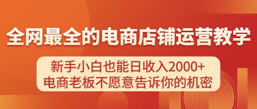 电商店铺运营教学，新手小白也能日收入2000+，电商老板不愿意告诉你的机密-智宝网创