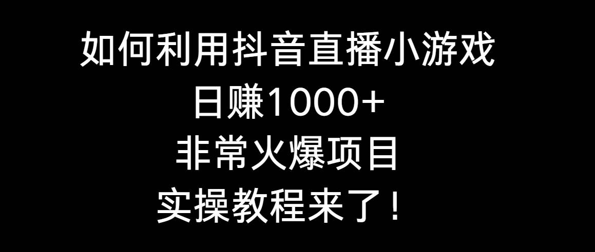 如何利用抖音直播小游戏日赚1000+，非常火爆项目，实操教程来了！-智宝网创
