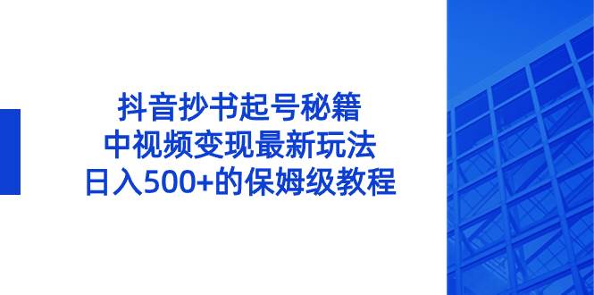 抖音抄书起号秘籍，中视频变现最新玩法，日入500+的保姆级教程！-智宝网创
