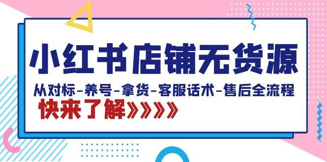 小红书店铺无货源：从对标-养号-拿货-客服话术-售后全流程（20节课）-智宝网创