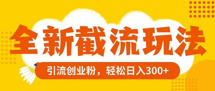 全新截流玩法，精准引流创业粉，轻松日入300+-智宝网创