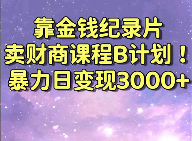 靠金钱纪录片卖财商课程B计划！暴力日变现3000+，喂饭式干货教程！-智宝网创