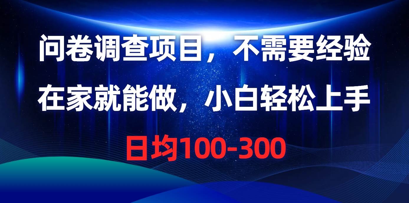 问卷调查项目，不需要经验，在家就能做，小白轻松上手，日均100-300-智宝网创
