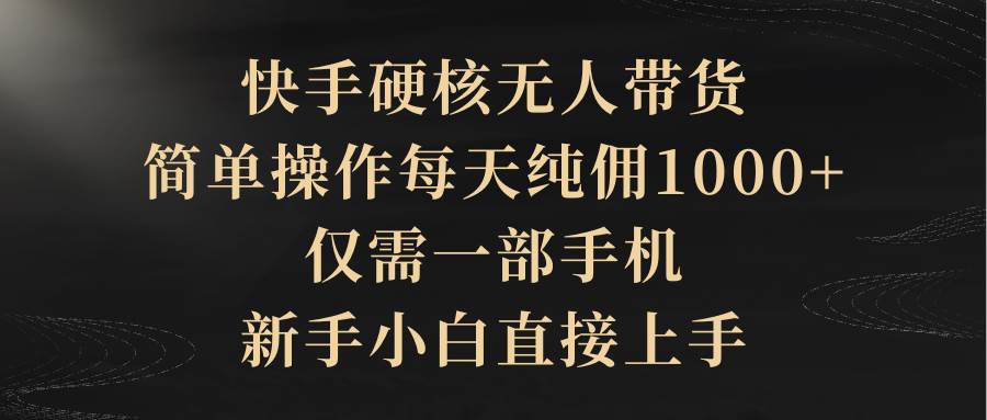 快手硬核无人带货，简单操作每天纯佣1000+,仅需一部手机，新手小白直接上手-智宝网创