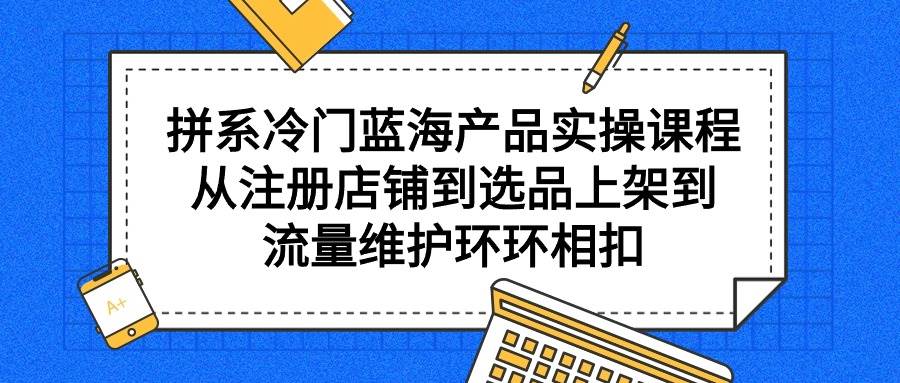 拼系冷门蓝海产品实操课程，从注册店铺到选品上架到流量维护环环相扣-智宝网创