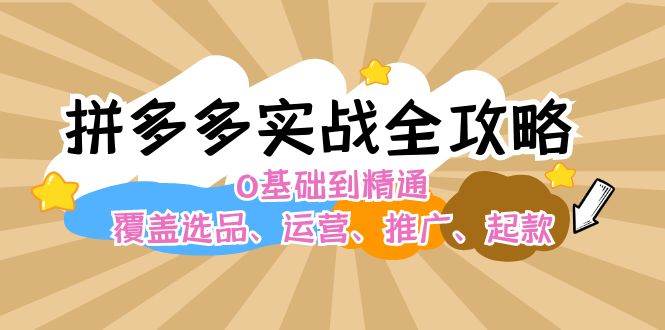 拼多多实战全攻略：0基础到精通，覆盖选品、运营、推广、起款-智宝网创